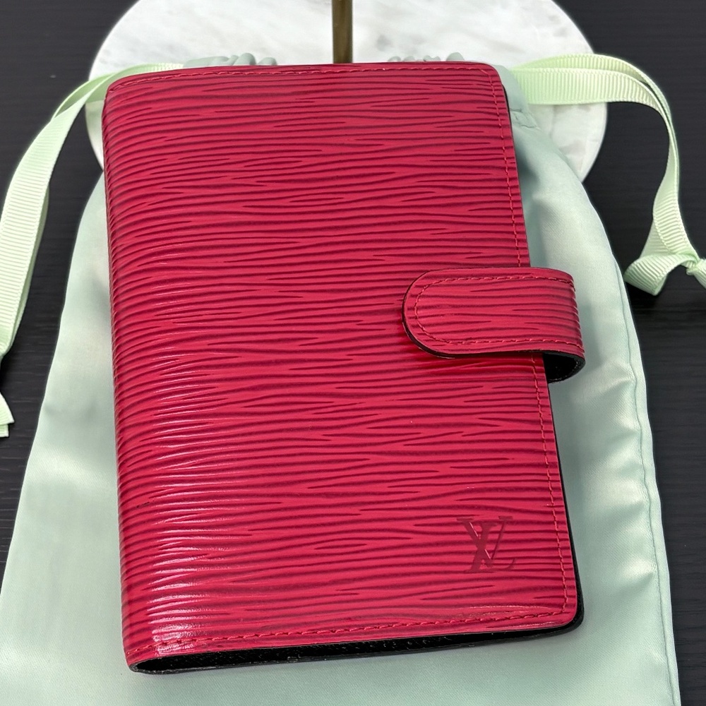 LOUIS VUITTON Epi Leather Small Ring Agenda Cover Red